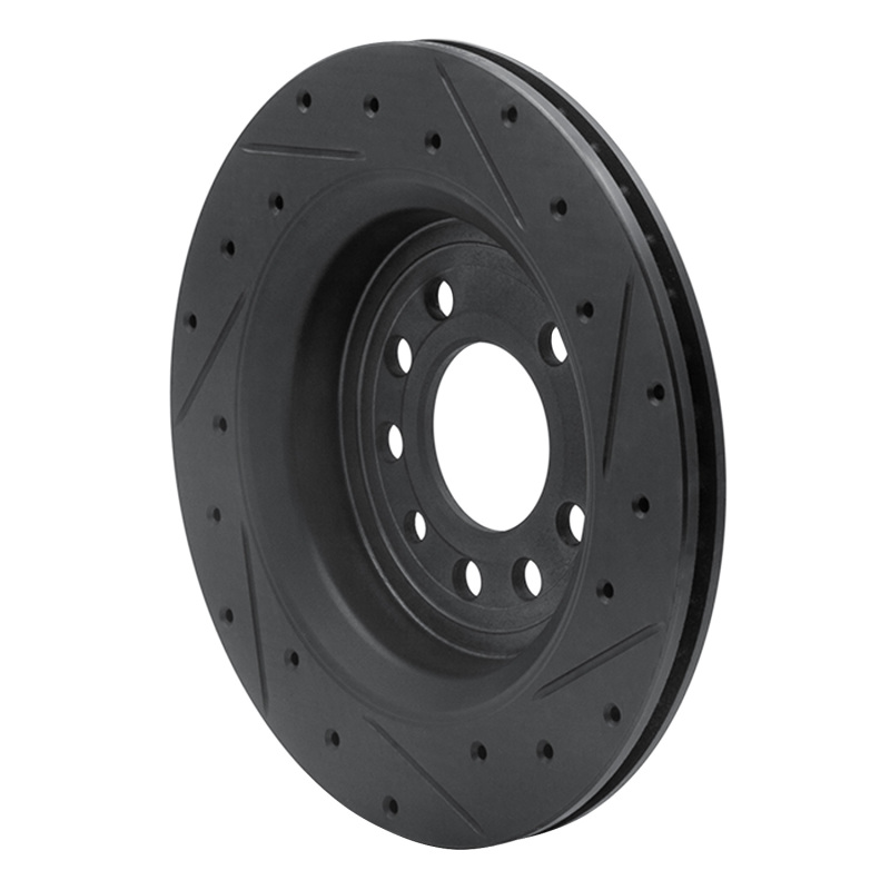 Saab 9-3 Brake Rotor (1) - Rear Left - R1 Concepts - Drilled & Slotted - Black - `08-`11